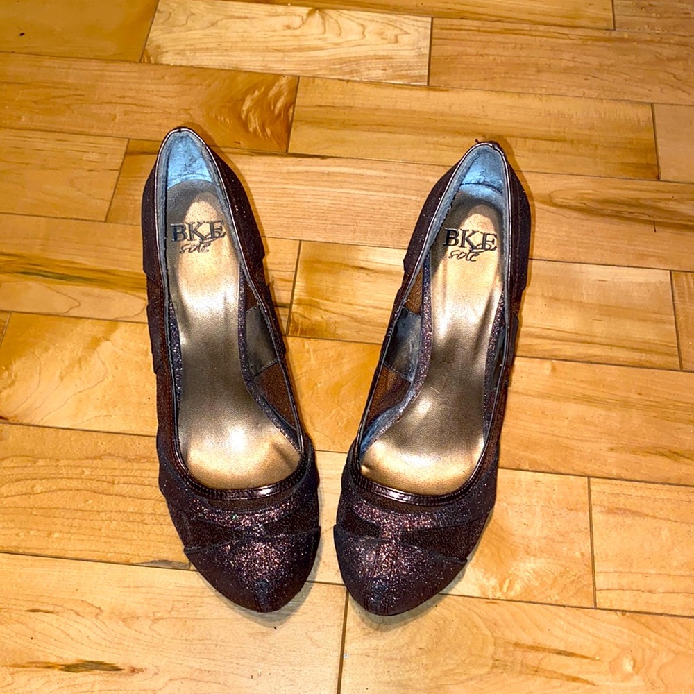 Brown sequin heels